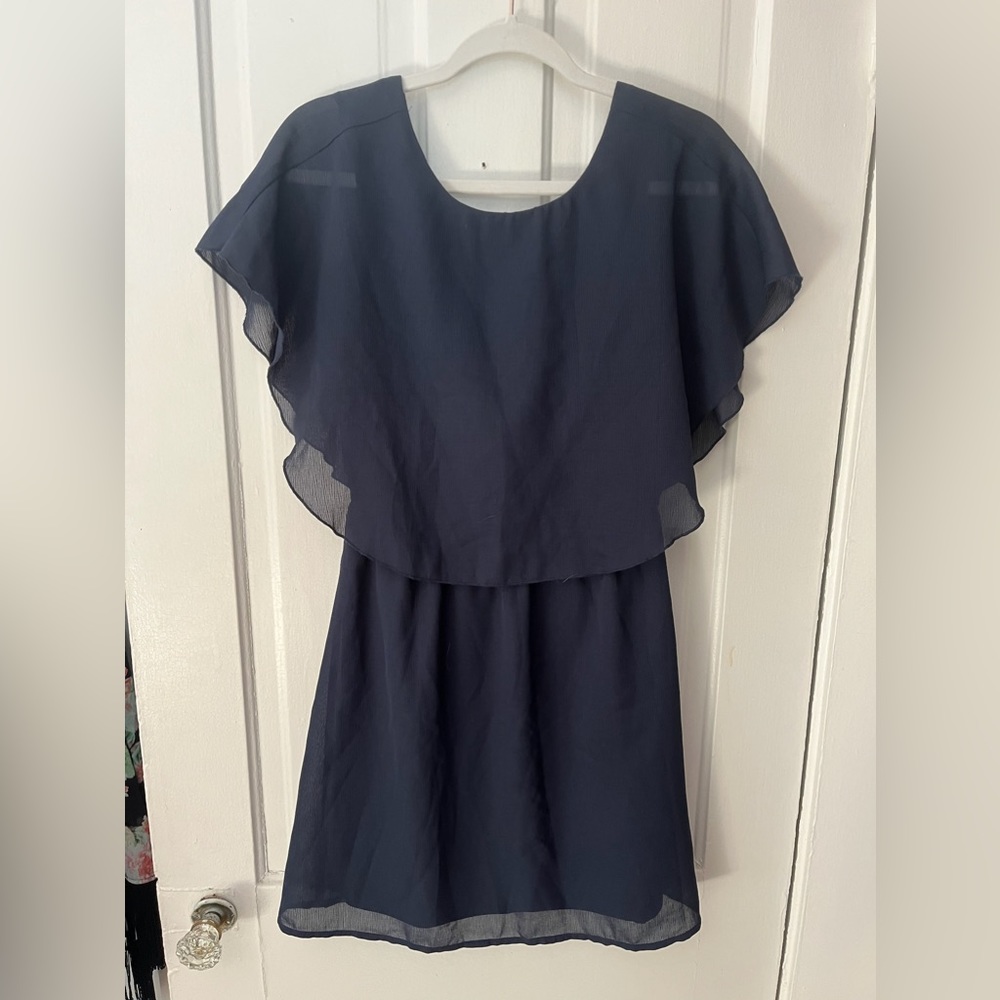 NWOT Vero Moda Vernacular Boutique Navy Blue Dress with overlay